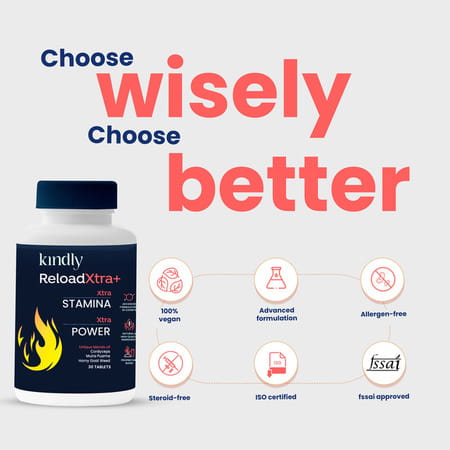 Kindly Health Reloadxtra+ Horny Goat Weed | Stamina Booster For Men | 30 Tablets | Pack Of 4