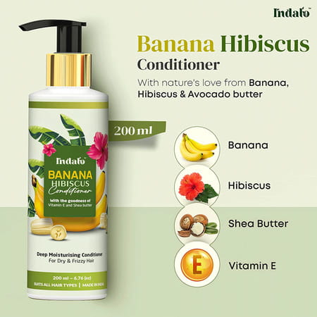Indalo Banana Hibiscus Moisturizing Conditioner 200Ml For Men And Women (Pack Of 3)