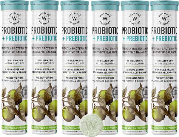 Wellbeing Nutrition Daily Probiotic+Prebiotic Plant Based 18 Billion Cfu 6 Strains Pack Of 6X21 Tab