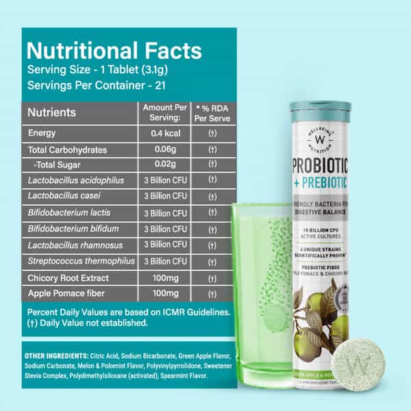 Wellbeing Nutrition Daily Probiotic+Prebiotic Plant Based 18 Billion Cfu 6 Strains Pack Of 6X21 Tab