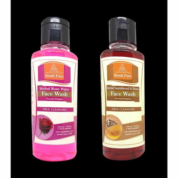 Khadi Pure Herbal Sandalwood & Honey & Rose Water Face Wash (210Ml) Pack Of 2 (420Ml)