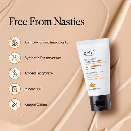 Belif Uv Protector Korean Vegan Tinted Mineral Face Sunscreen Spf 50+ Fortoneupwithmattefinish(20Ml)