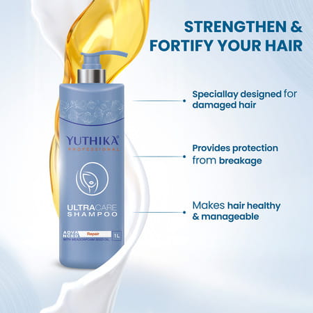 Yuthika Professional Ultra Care Shampoo For Damaged Hair 1000ml | Advanced Hair Repair Shampoo