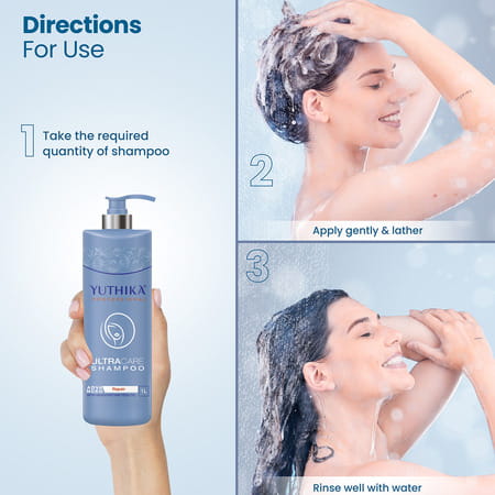 Yuthika Professional Ultra Care Shampoo For Damaged Hair 1000ml | Advanced Hair Repair Shampoo