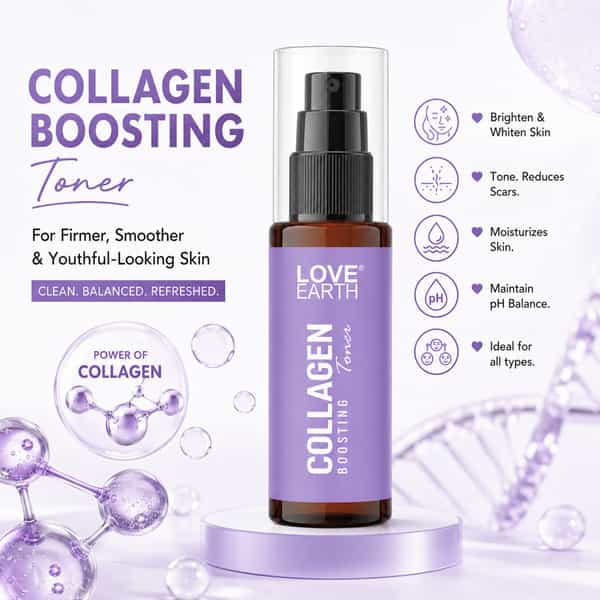 Love Earth Collagen Boosting Toner With Aloe Vera Extracts And Glycerin For Scar Reduction 100Ml