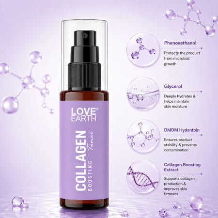 Love Earth Collagen Boosting Toner With Aloe Vera Extracts And Glycerin For Scar Reduction 100Ml