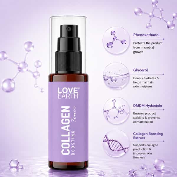 Love Earth Collagen Boosting Toner With Aloe Vera Extracts And Glycerin For Scar Reduction 100Ml