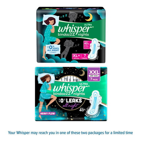 Whisper Ultra Bindazzz Nights Xl+ 317mm Sanitary Pads 7 No'S