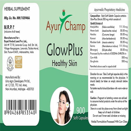 Ayur Champ Glowplus - 900 Capsules Pack Of 2