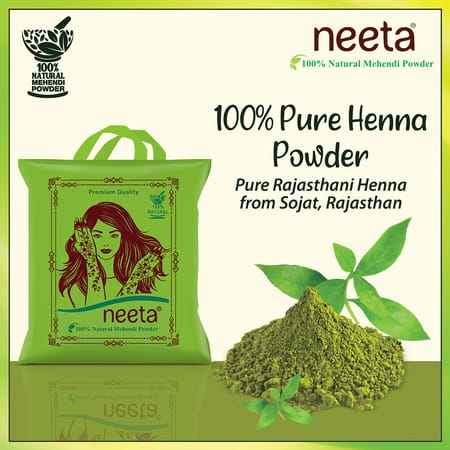 Neeta 100% Natural Mehendi Powder For Hair Colour 1Kg | Pure Rajasthani Henna Powder With Gi Tag