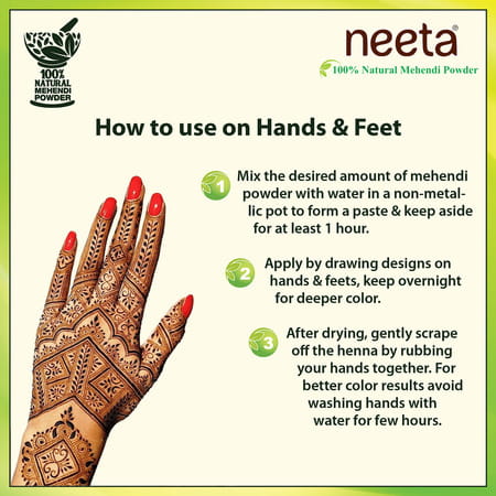 Neeta 100% Natural Mehendi Powder For Hair Colour 1Kg | Pure Rajasthani Henna Powder With Gi Tag