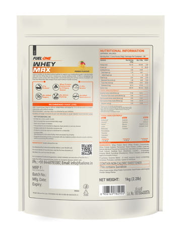Fuel One Whey Protein Max Pouch Pack (Mango | 1 Kg With Creatine Monohydrate