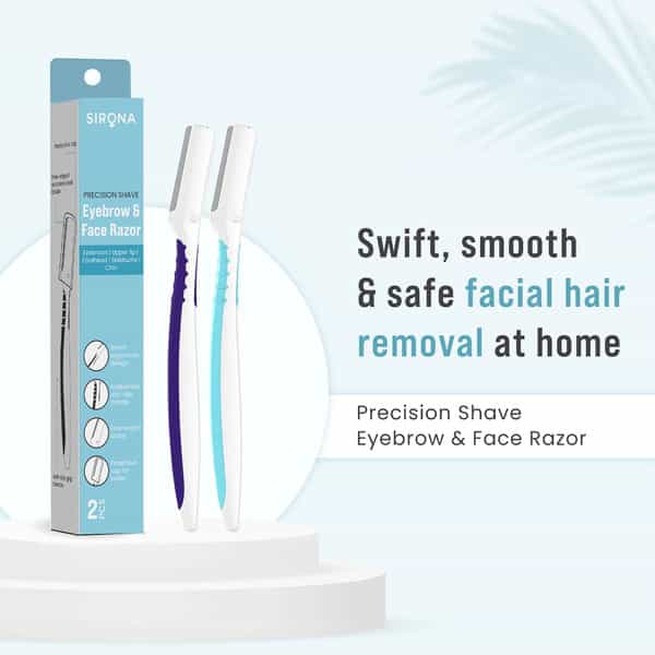 Sirona Reusable Eyebrow & Face Razor For Women - 2 Razors | Painless Facial Hair Removal