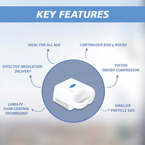 Stergic Ultra Compact Nebulizer For Efficient Respiratory Low Noise Compressor With Flow Control
