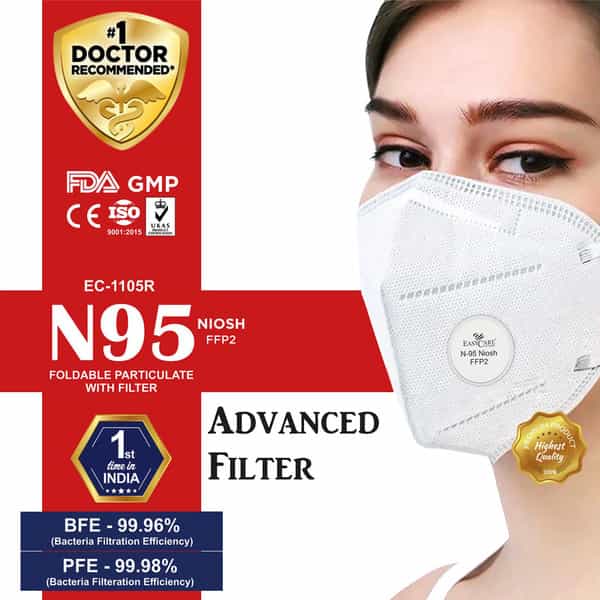 Easycare Highest Quality N95 Unisex Advanced 5 Layers With Filtering Protection Skin Care Pack Of 20
