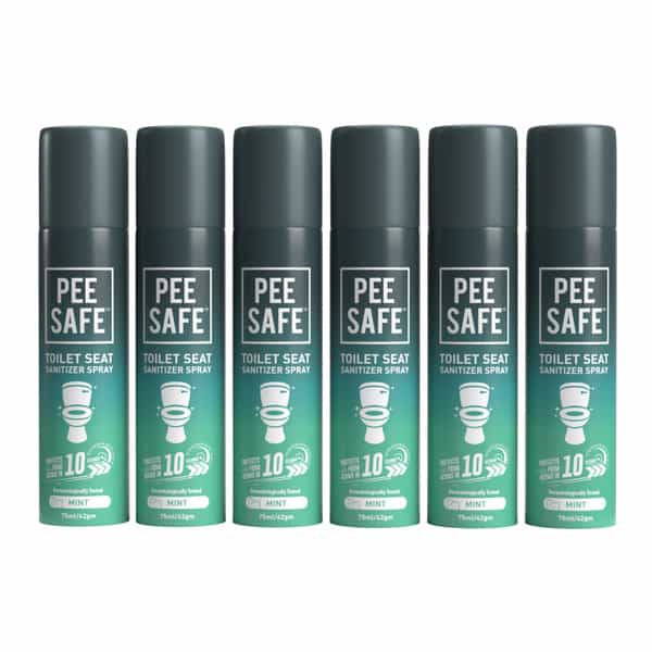Pee Safe Toilet Seat Sanitizer Spray (75Ml - Pack Of 6) - Mint|Kills 99.9% Germs & Travel Friendly