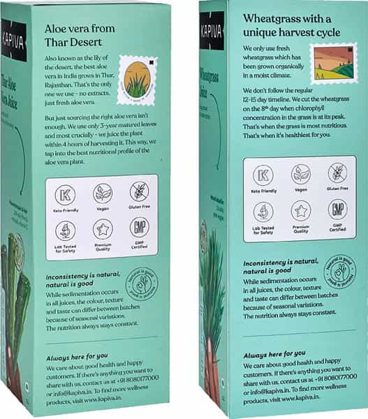 Kapiva Aloe Vera Juice (1L)+ Wheatgrass Juice(1L)|Better Digestion | General Wellness |Skin Care