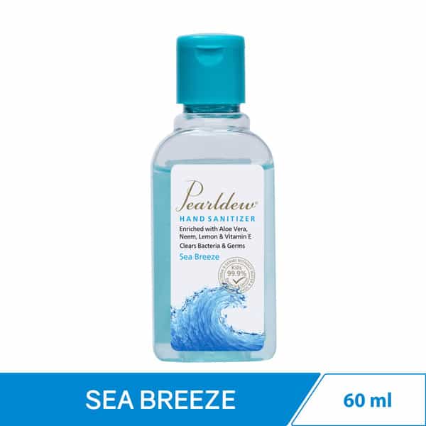 Pearldew Sanitizer (Sea Breeze) | Aloe & Neem | Paraben Free | 60Ml (Pack Of 12)