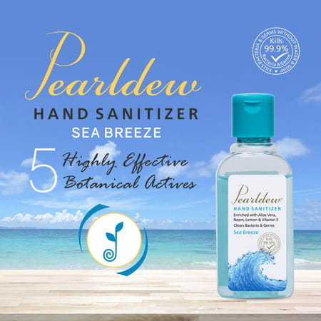 Pearldew Sanitizer (Sea Breeze) | Aloe & Neem | Paraben Free | 60ml (Pack Of 12)