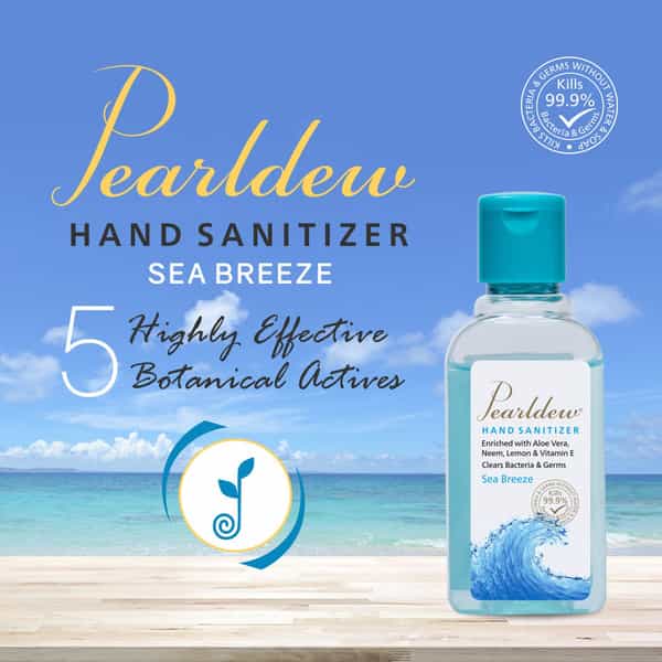 Pearldew Sanitizer (Sea Breeze) | Aloe & Neem | Paraben Free | 60Ml (Pack Of 12)