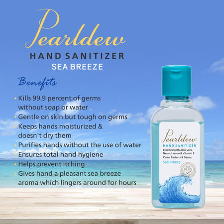 Pearldew Sanitizer (Sea Breeze) | Aloe & Neem | Paraben Free | 60ml (Pack Of 12)