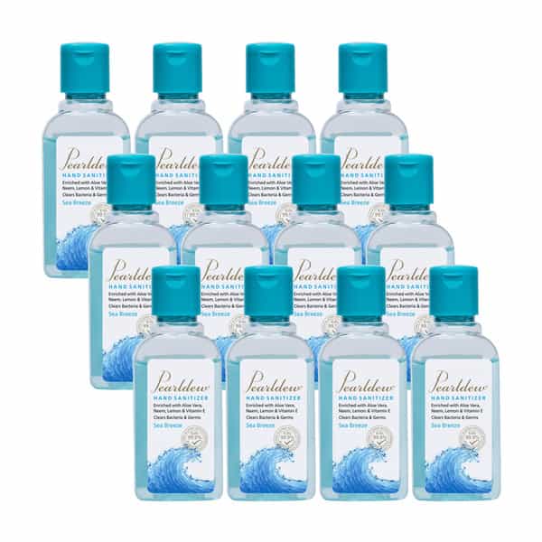 Pearldew Sanitizer (Sea Breeze) | Aloe & Neem | Paraben Free | 60Ml (Pack Of 12)