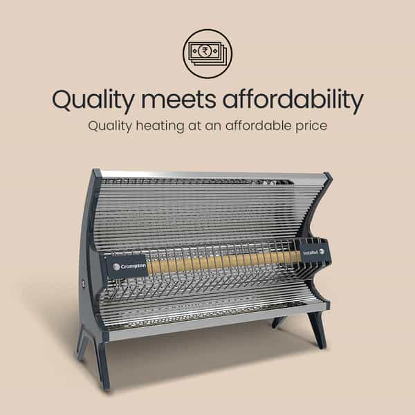 Crompton 1000 Watt Insta Red Radiant Room Heater With Ceramic Rod | Stainless Steel Reflector