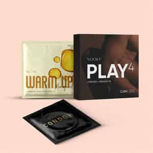 Nooky Calm-2-in- 1 Ultra Thin Condom Kit | Aromatic Massage Oil+ Condoms