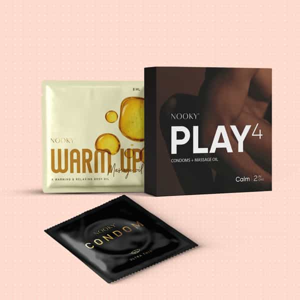 Nooky Calm-2-In- 1 Ultra Thin Condom Kit | Aromatic Massage Oil+ Condoms