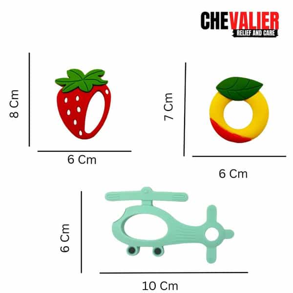 Chevalier Soft Silicone Rubber Baby Teether | Soothes Sore Gums Chew Infant Toy Combo 3 Sroyhg