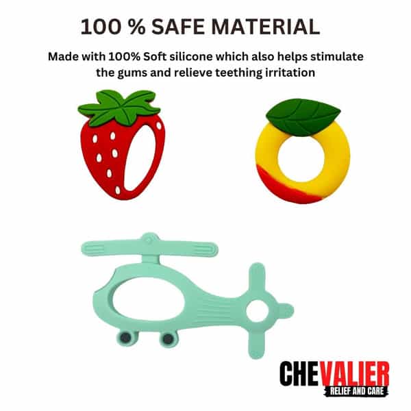 Chevalier Soft Silicone Rubber Baby Teether | Soothes Sore Gums Chew Infant Toy Combo 3 Sroyhg