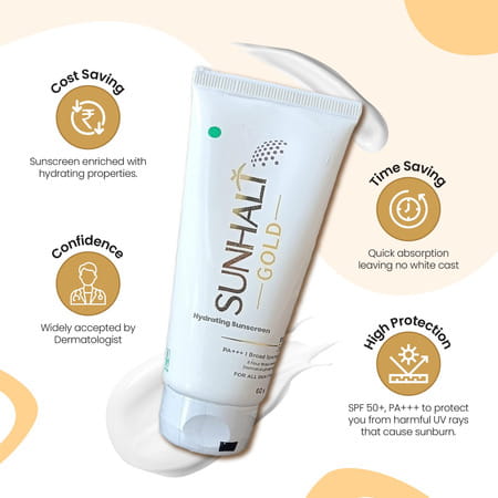 Sunhalt Gold Spf 50 Tube Of 60gm Hydrating Sunscreen