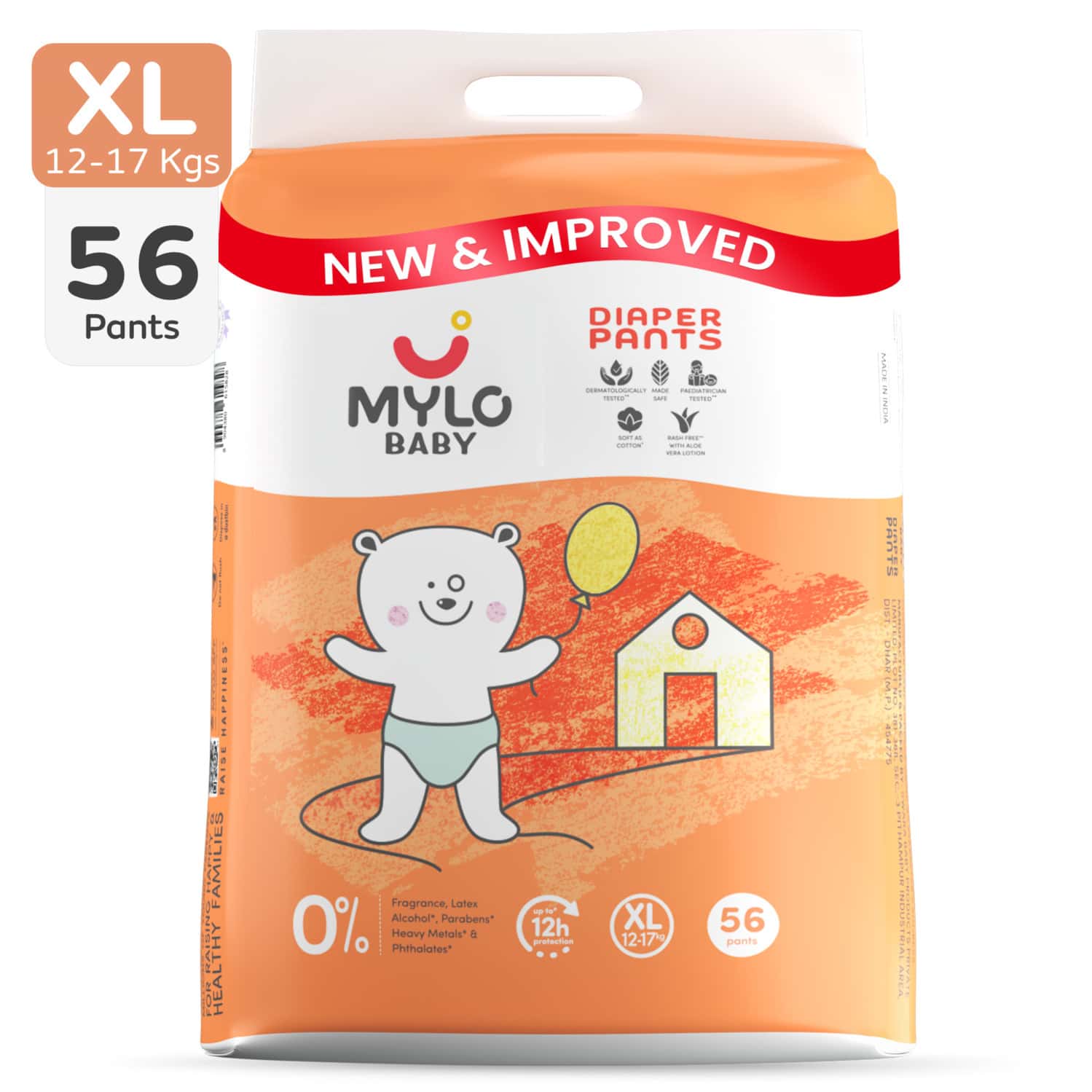 Mylo Baby Diaper Pants Extra Large (xl) Size 12-17 Kgs (56 Count) - Pack Of 1