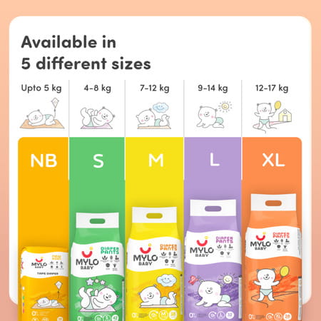 Mylo Baby Diaper Pants Extra Large (Xl) Size 12-17 Kgs (56 Count) - Pack Of 1