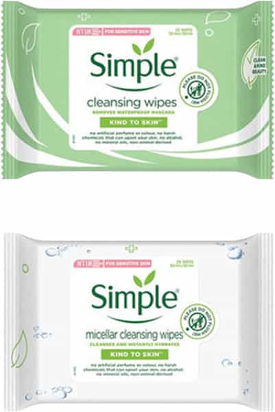 Simple Kind To Skin Cleansing Facial Wipes + Micellar Cleansing Wipes