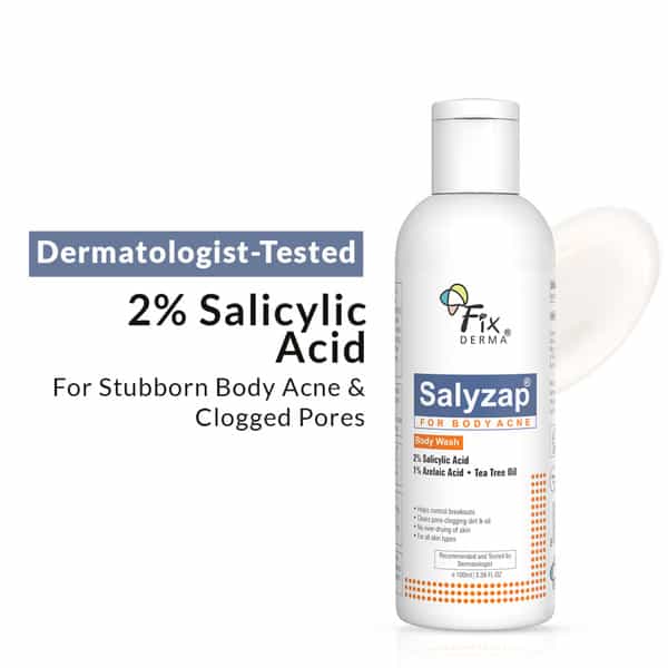 Fixderma Salyzap Body Wash 2% Salicylic Acid For Acne Clean Pores Suitable For Acne Prone Skin 100Ml