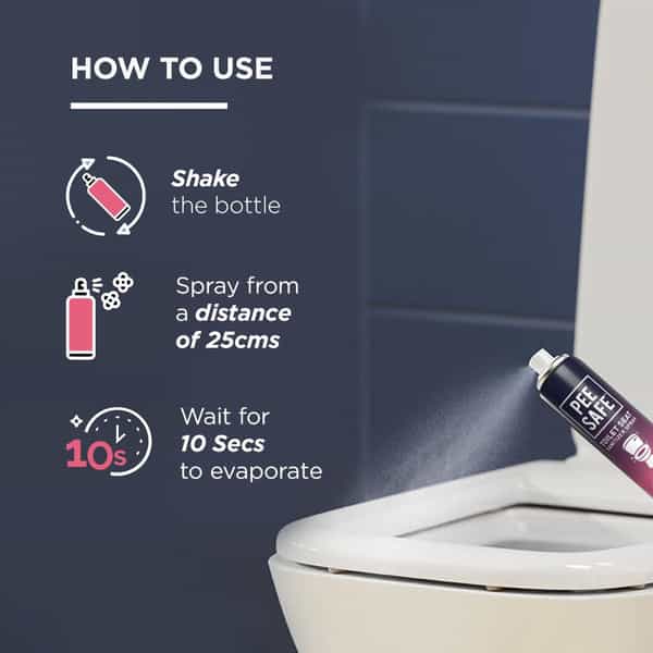 Pee Safe Toilet Seat Sanitizer Spray (75Ml - Pack Of 3) - Floral