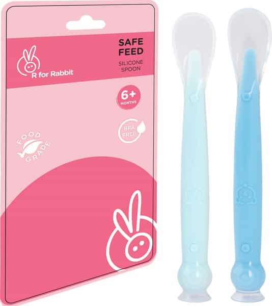 R For Rabbit Safe Feed Silicon Spoon Lake Blue & Blue