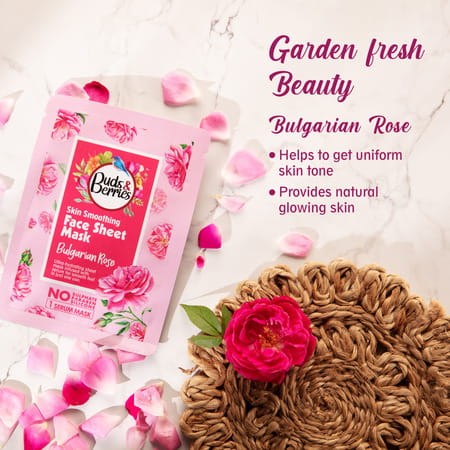 Buds & Berries Skin Smoothing Ultra-Hydrating Face Sheet Mask With Refreshing Bulgarian Rose (25 G)