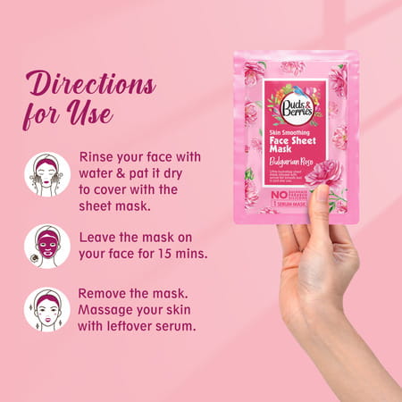 Buds & Berries Skin Smoothing Ultra-Hydrating Face Sheet Mask With Refreshing Bulgarian Rose (25 G)