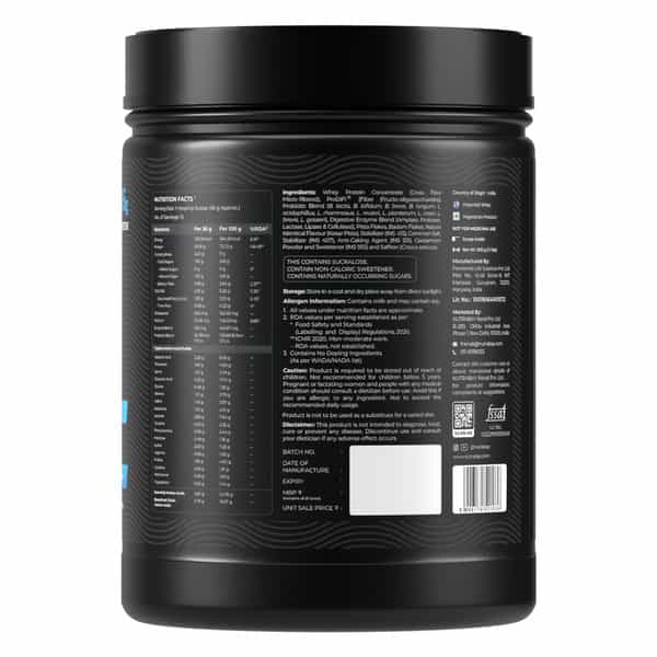 Nutrabay Bioabsorb Whey Protein Powder | Prodifi Blend | 26G Per Scoop | Kesar Badam Pista - 500G
