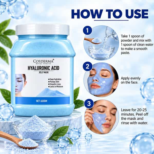 Cosderma Hyaluronic Acid Jelly Mask 650Gm | Deep Hydration For Smooth | Plump & Radiant Skin