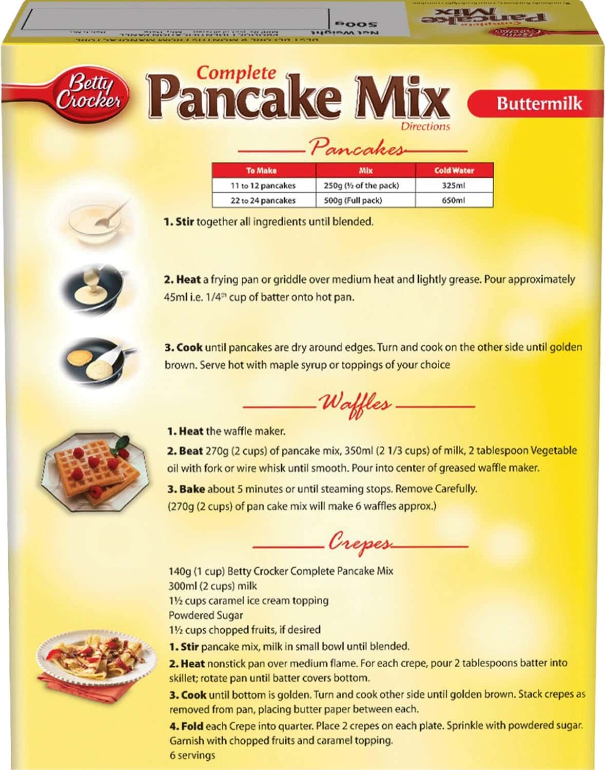 Buy BETTY CROCKER PANCAKE MIX BUTTERMILK 500 GM Online & Get Upto 60