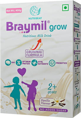 Braymil Grow Nutritional Milk Drink Powder Vanilla To Years 400 Gm Bag In Box