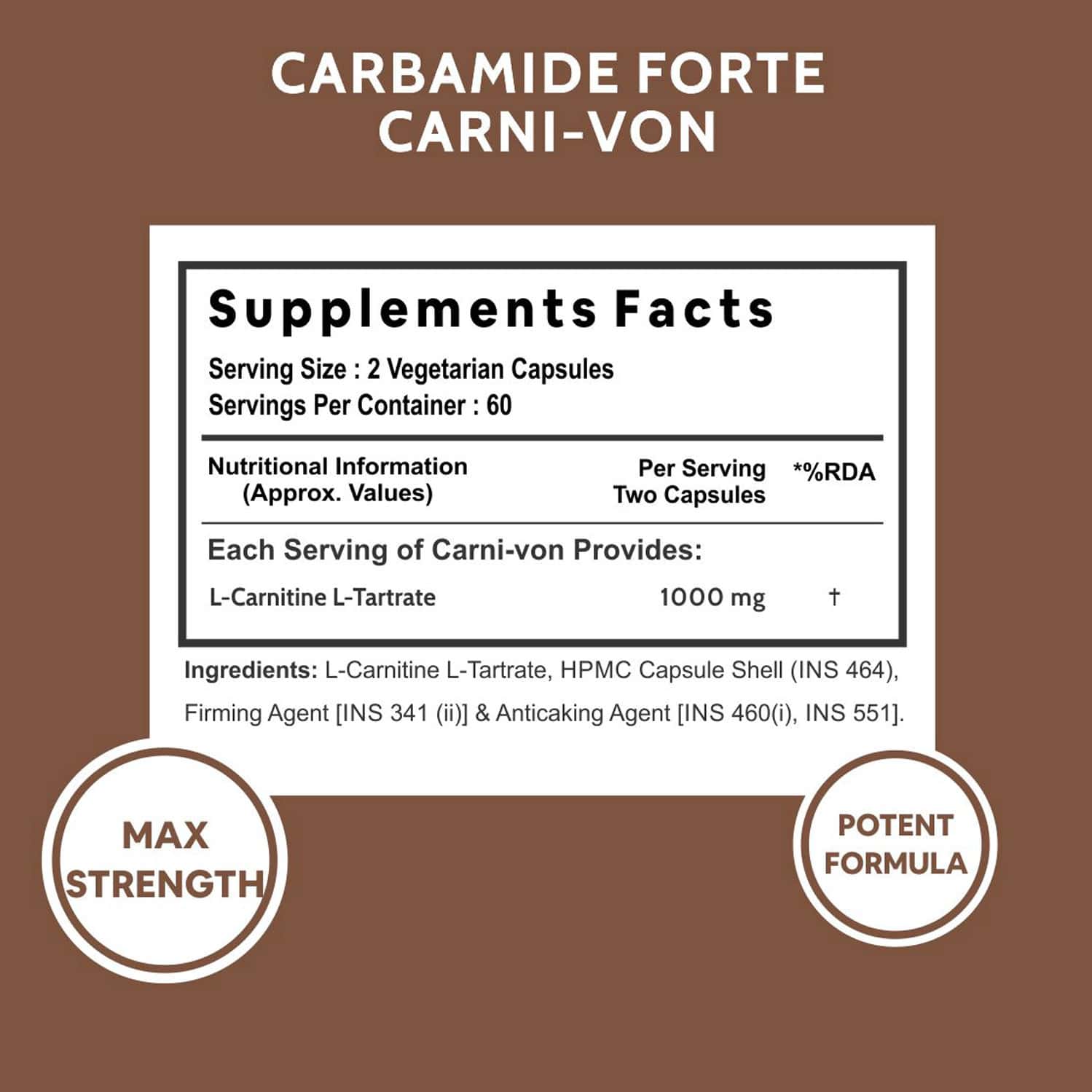 L-Carnitine Capsules 1000mg - 120 Capsules (2 Month Supply), Vegan, For Men  & Women, Supports Energy & Fitness Vegan Fitness Supplements