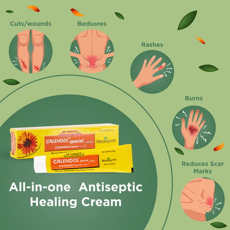 Medisynth Calendol Special | Antiseptic Cream For Wounds | Cuts | Burns & Scars | B.no. 69 | 20G X2