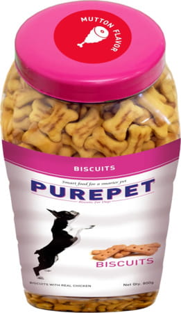 Purepet Dog Biscuit Treats Mutton Flavour 800Gm Pack | All Life Stages