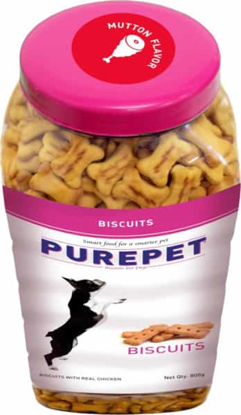 Purepet Dog Biscuit Treats Mutton Flavour 800Gm Pack | All Life Stages