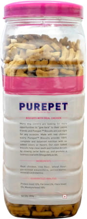 Purepet Dog Biscuit Treats Mutton Flavour 800Gm Pack | All Life Stages