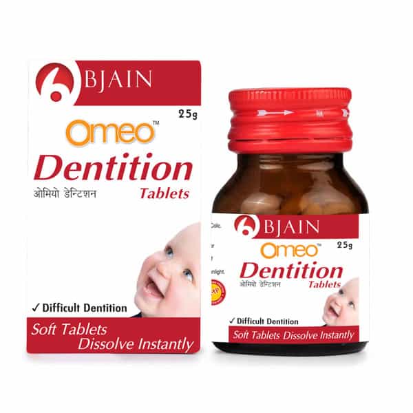 Bjain Omeo Dentition Tablets | Homeopathic Teething Support For Infants & Children | 2 X 25Gm